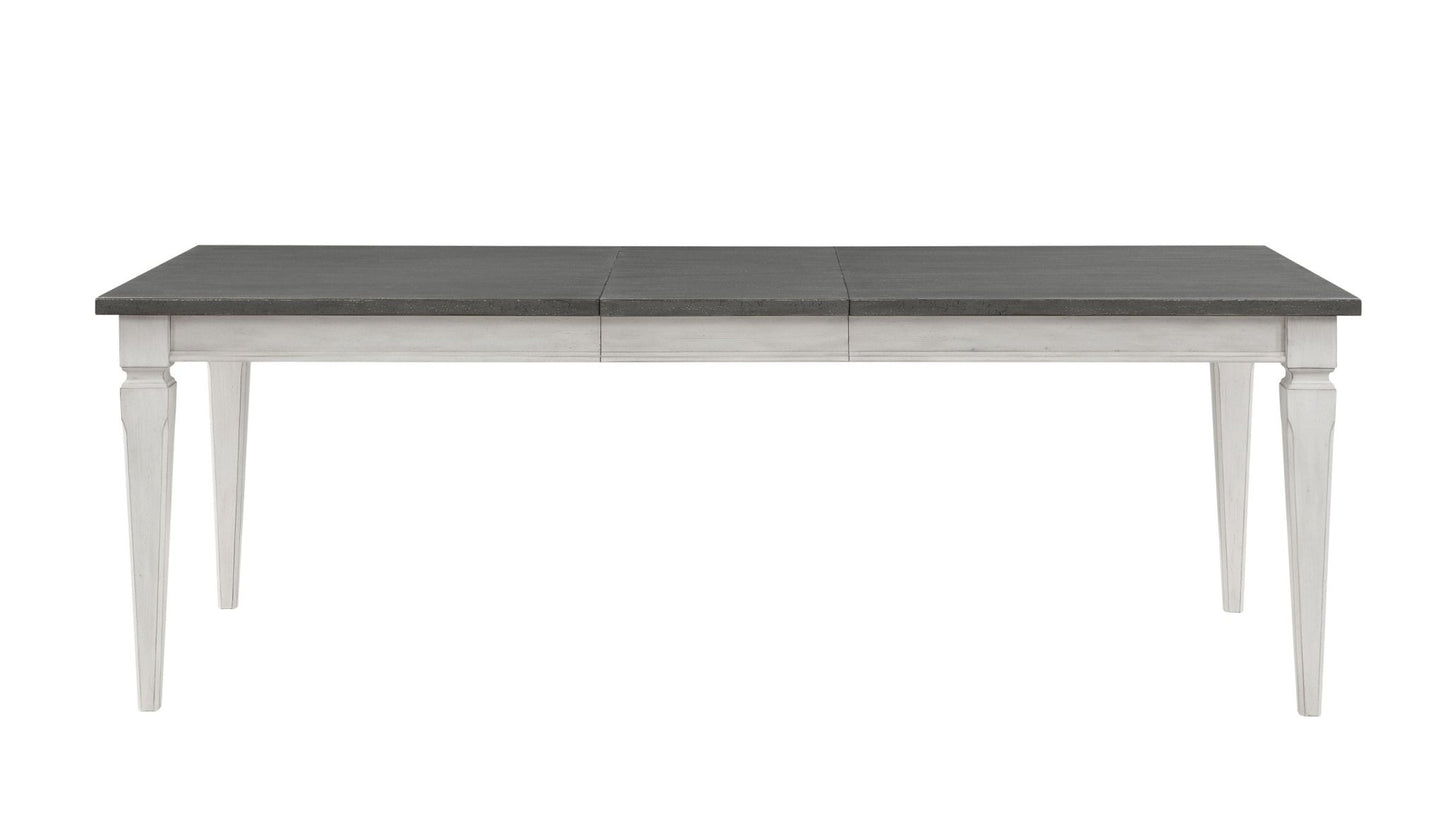 Katia Rustic Gray & Weathered White Finish Dining Table W/Leaf - 1st Choice Furniture Direct