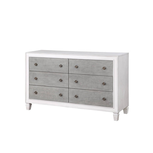 Katia Rustic Gray & Weathered White Finish Dresser - 1st Choice Furniture Direct