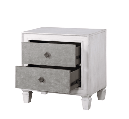 Katia Rustic Gray & Weathered White Finish Night Stand - 1st Choice Furniture Direct