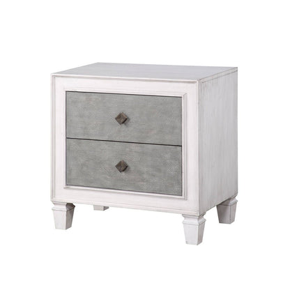 Katia Rustic Gray & Weathered White Finish Night Stand - 1st Choice Furniture Direct