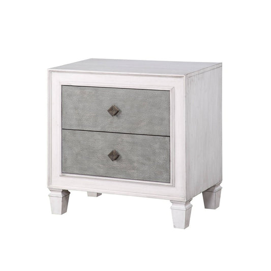 Katia Rustic Gray & Weathered White Finish Night Stand - 1st Choice Furniture Direct