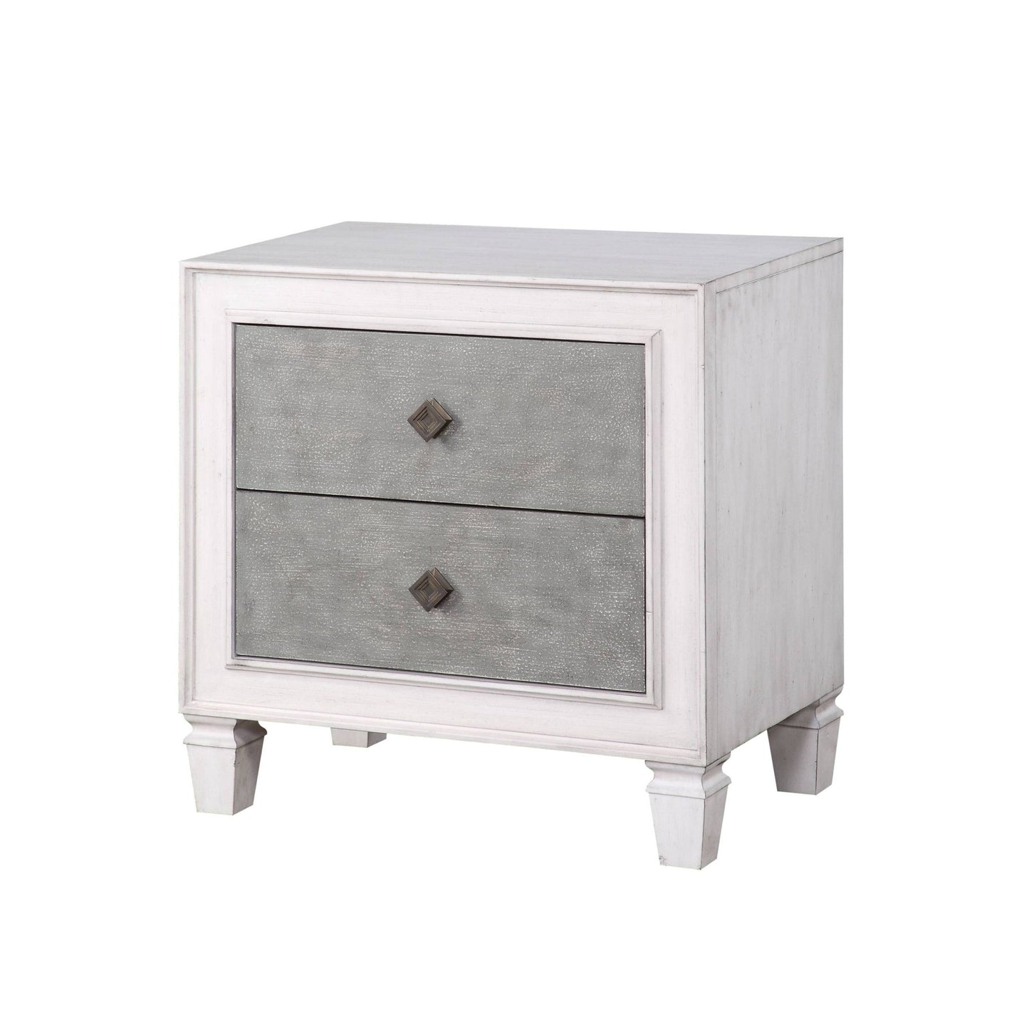 Katia Rustic Gray & Weathered White Finish Night Stand - 1st Choice Furniture Direct