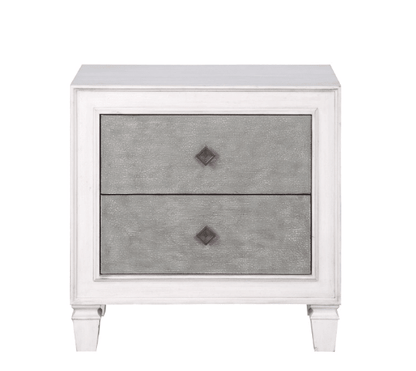 Katia Rustic Gray & Weathered White Finish Night Stand - 1st Choice Furniture Direct