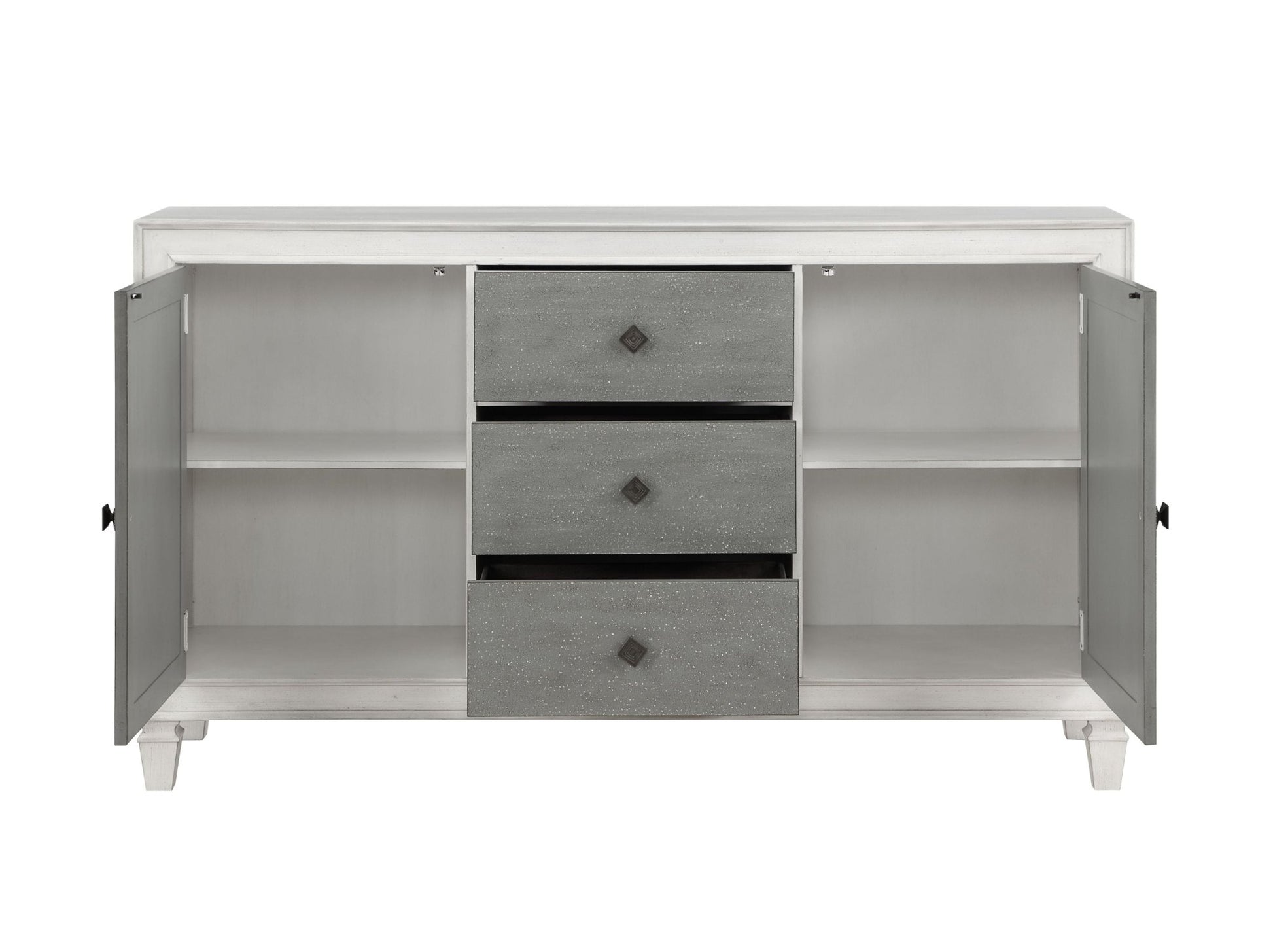 Katia Rustic Gray & Weathered White Finish Server - 1st Choice Furniture Direct