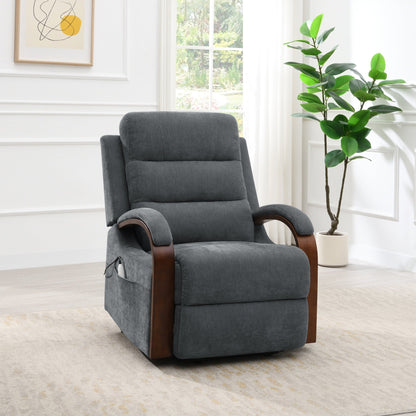 Kayla Gray Chenille Power Recliner w/Lift & Heating & Massage (Zero Gravity) - 1st Choice Furniture Direct