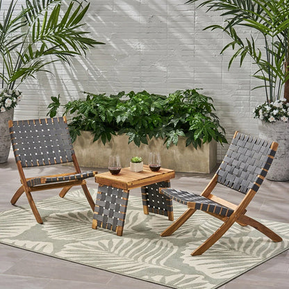 Kayla Outdoor Foldable 2 Seater Acacia Wood Chat Set - 1st Choice Furniture Direct