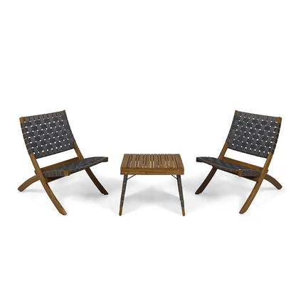 Kayla Outdoor Foldable 2 Seater Acacia Wood Chat Set - 1st Choice Furniture Direct