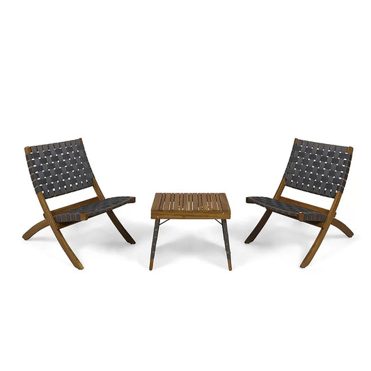 Kayla Outdoor Foldable 2 Seater Acacia Wood Chat Set - 1st Choice Furniture Direct