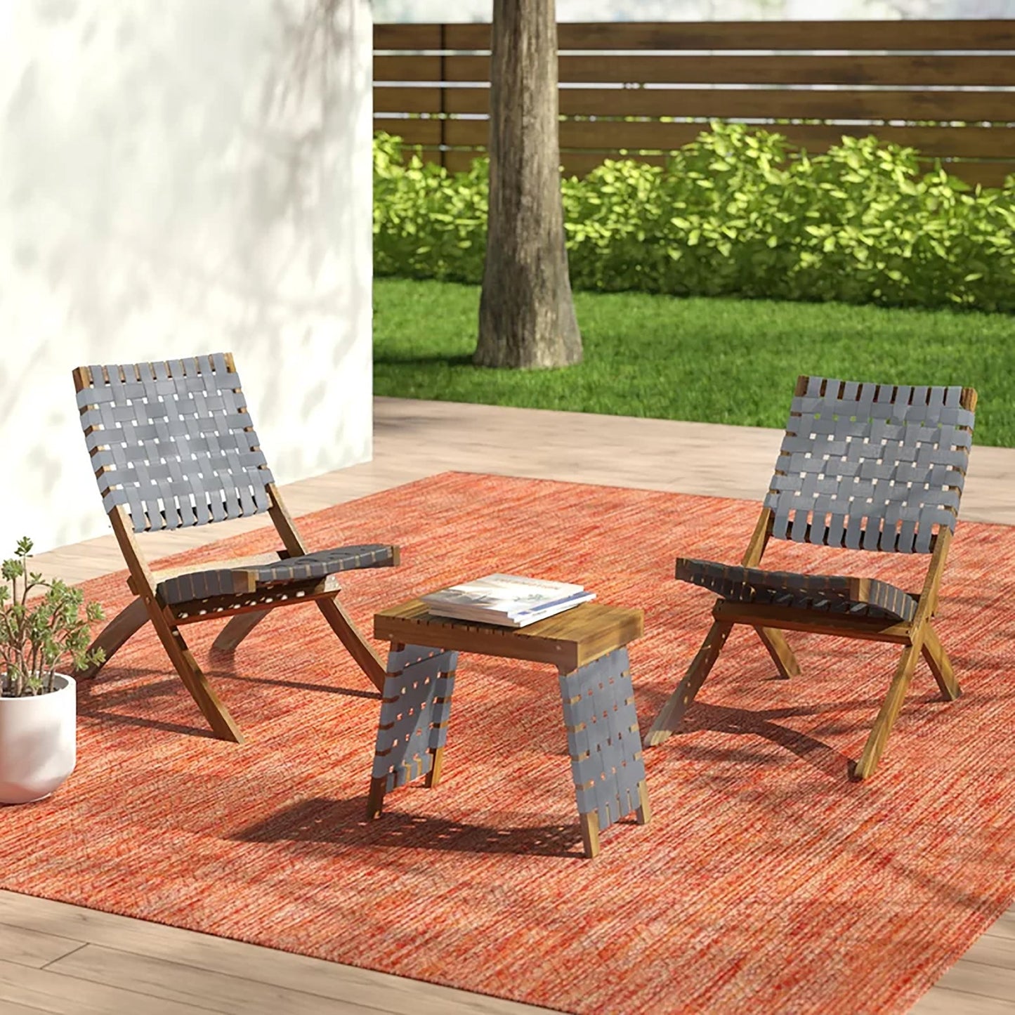 Kayla Outdoor Foldable 2 Seater Acacia Wood Chat Set - 1st Choice Furniture Direct