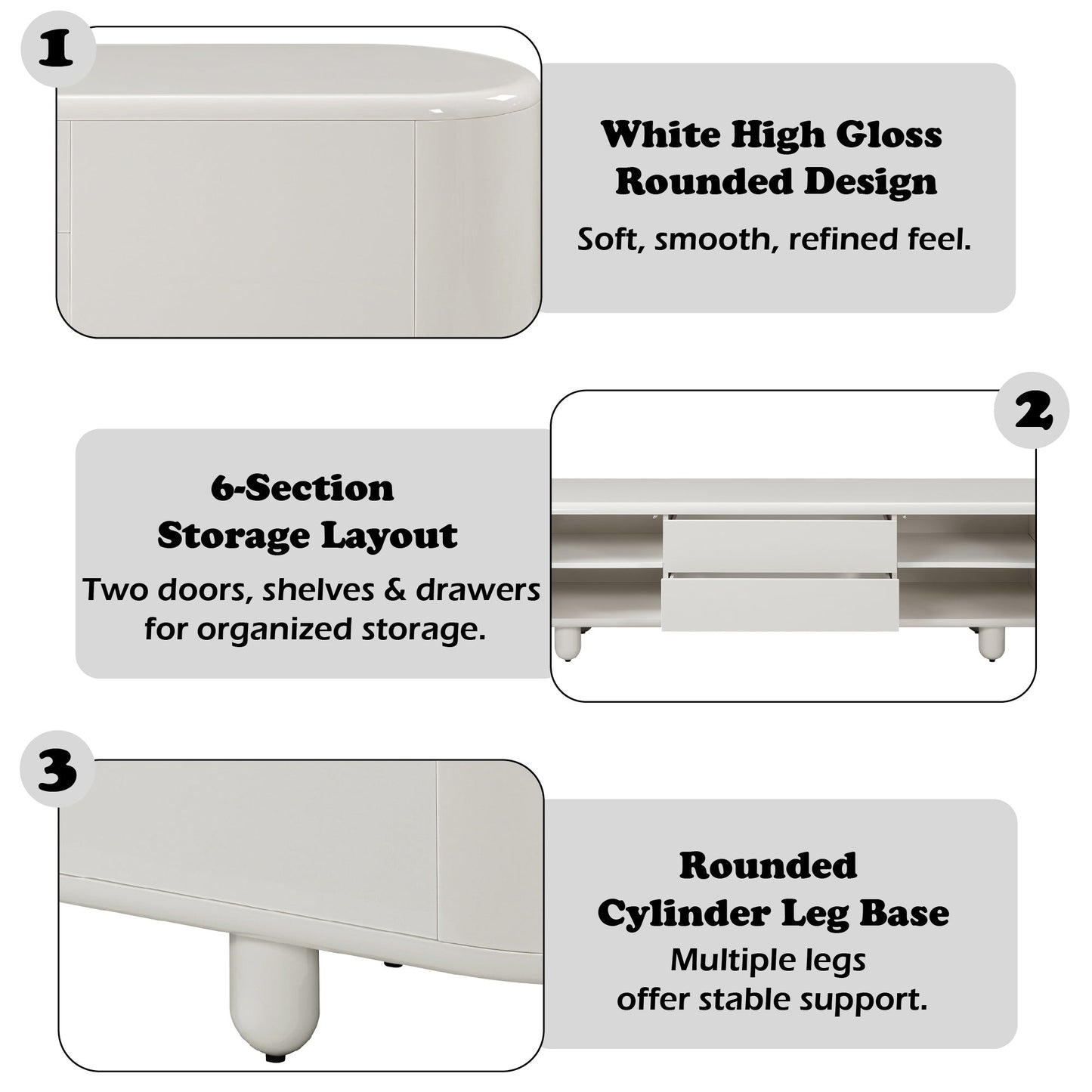 Keely White High Gloss TV Stand - 1st Choice Furniture Direct