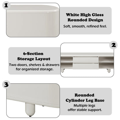 Keely White High Gloss TV Stand - 1st Choice Furniture Direct