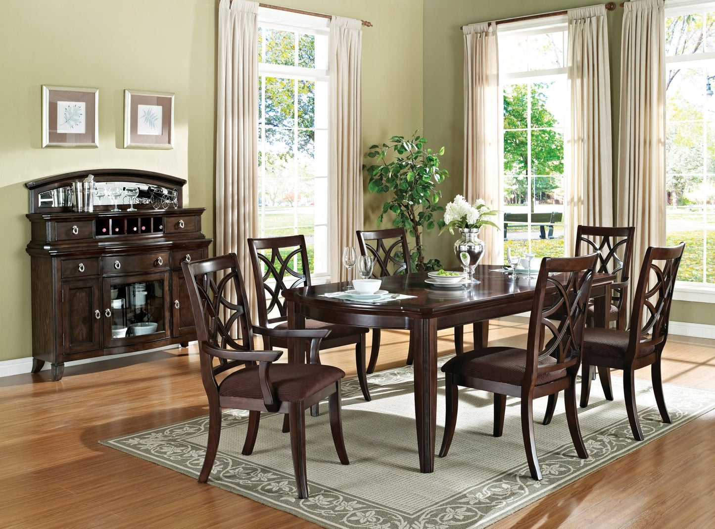 Keenan Dark Walnut Finish Dining Table w/1 Leaf - 1st Choice Furniture Direct