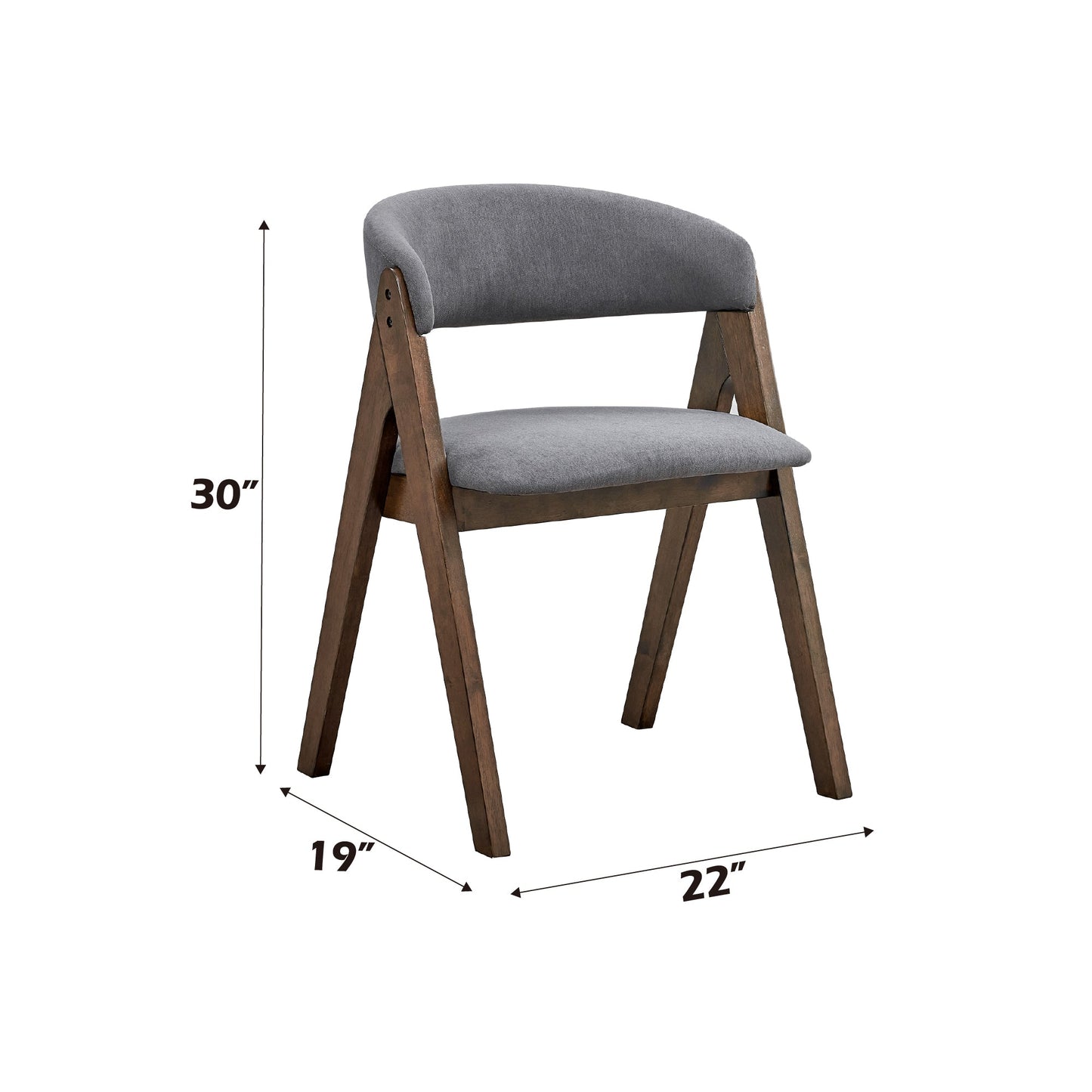 Keiki Gray Fabric & Walnut Finish Side Chair (Set of 2) - 1st Choice Furniture Direct
