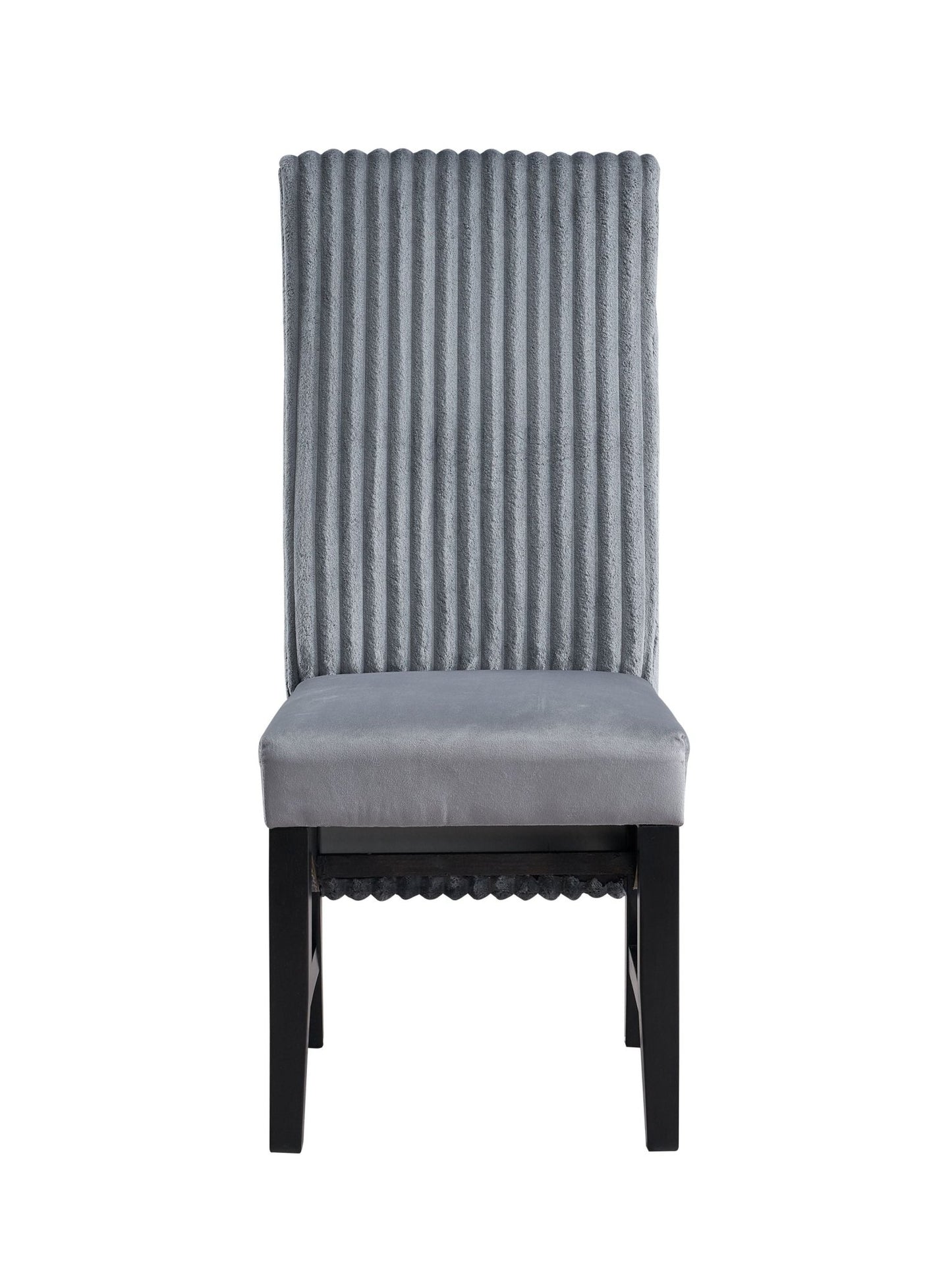 Kini Gray Corduroy & Black Finish Side Chair (Set of 2) - 1st Choice Furniture Direct