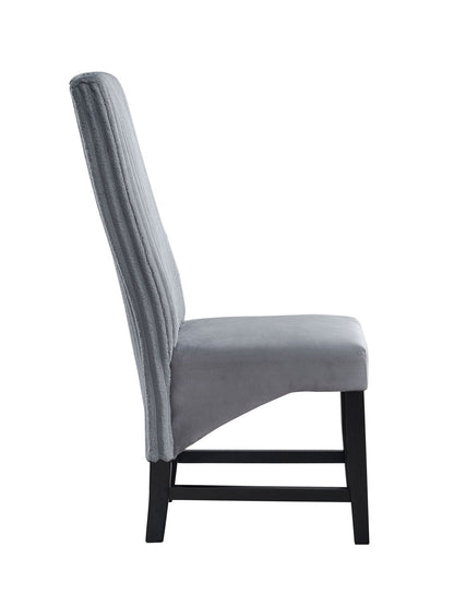 Kini Gray Corduroy & Black Finish Side Chair (Set of 2) - 1st Choice Furniture Direct