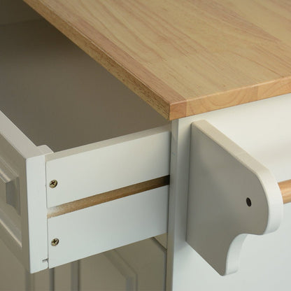 Kitchen Island & Kitchen Cart, Mobile Kitchen Island, Rubber Wood Top, Big & Adjustable Shelf Inside Cabinet for Different Utensils, Luxury Design Fits Party at Different Site. - 1st Choice Furniture Direct