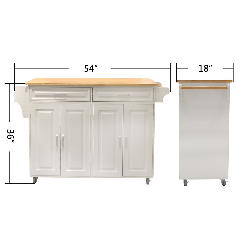 Kitchen Island & Kitchen Cart, Mobile Kitchen Island, Rubber Wood Top, Big & Adjustable Shelf Inside Cabinet for Different Utensils, Luxury Design Fits Party at Different Site. - 1st Choice Furniture Direct