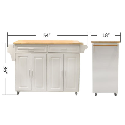 Kitchen Island & Kitchen Cart, Mobile Kitchen Island, Rubber Wood Top, Big & Adjustable Shelf Inside Cabinet for Different Utensils, Luxury Design Fits Party at Different Site. - 1st Choice Furniture Direct
