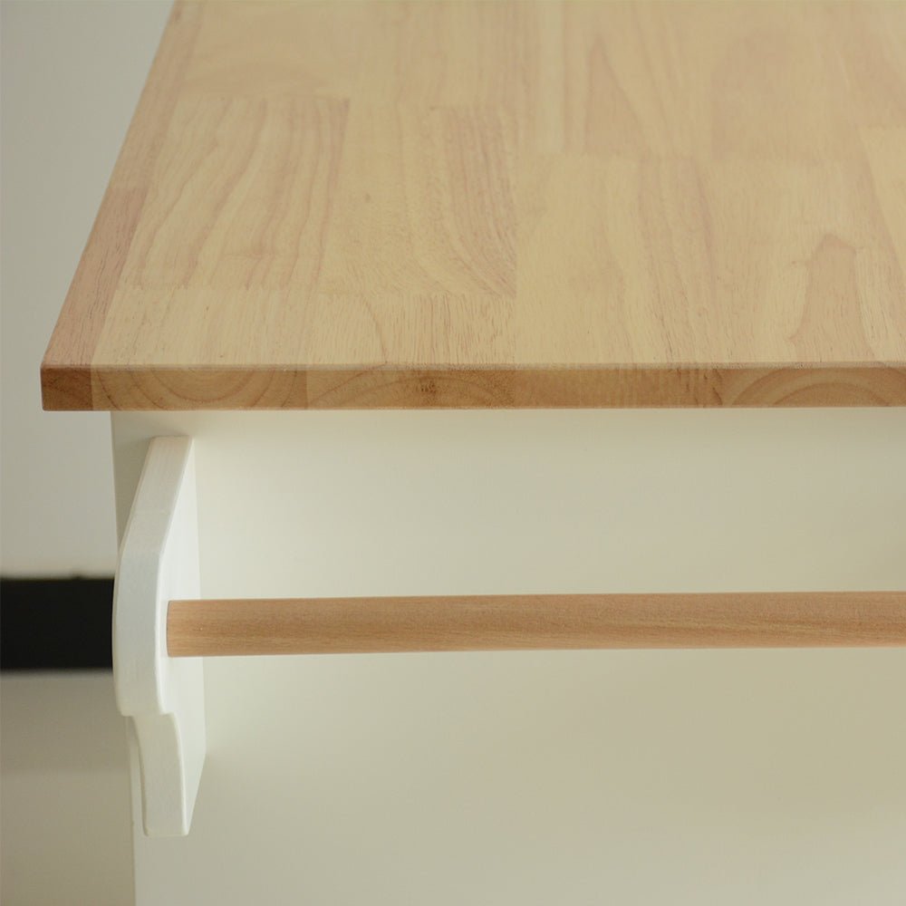 Kitchen Island & Kitchen Cart, Mobile Kitchen Island, Rubber Wood Top, Big & Adjustable Shelf Inside Cabinet for Different Utensils, Luxury Design Fits Party at Different Site. - 1st Choice Furniture Direct