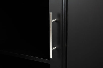 Kitchen Island & Kitchen Cart, Mobile Kitehcn Island with Extensible Rubber Wood Table Top,adjustable Shelf Inside Cabinet for Different Utensils, 3 Big Drawers, with Spice Rack, Towel Rack, Black - Bee - 1st Choice Furniture Direct