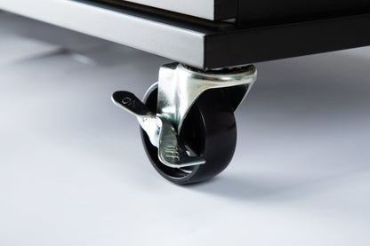 Kitchen Island & Kitchen Cart, Mobile Kitehcn Island with Extensible Rubber Wood Table Top,adjustable Shelf Inside Cabinet for Different Utensils, 3 Big Drawers, with Spice Rack, Towel Rack, Black - Bee - 1st Choice Furniture Direct