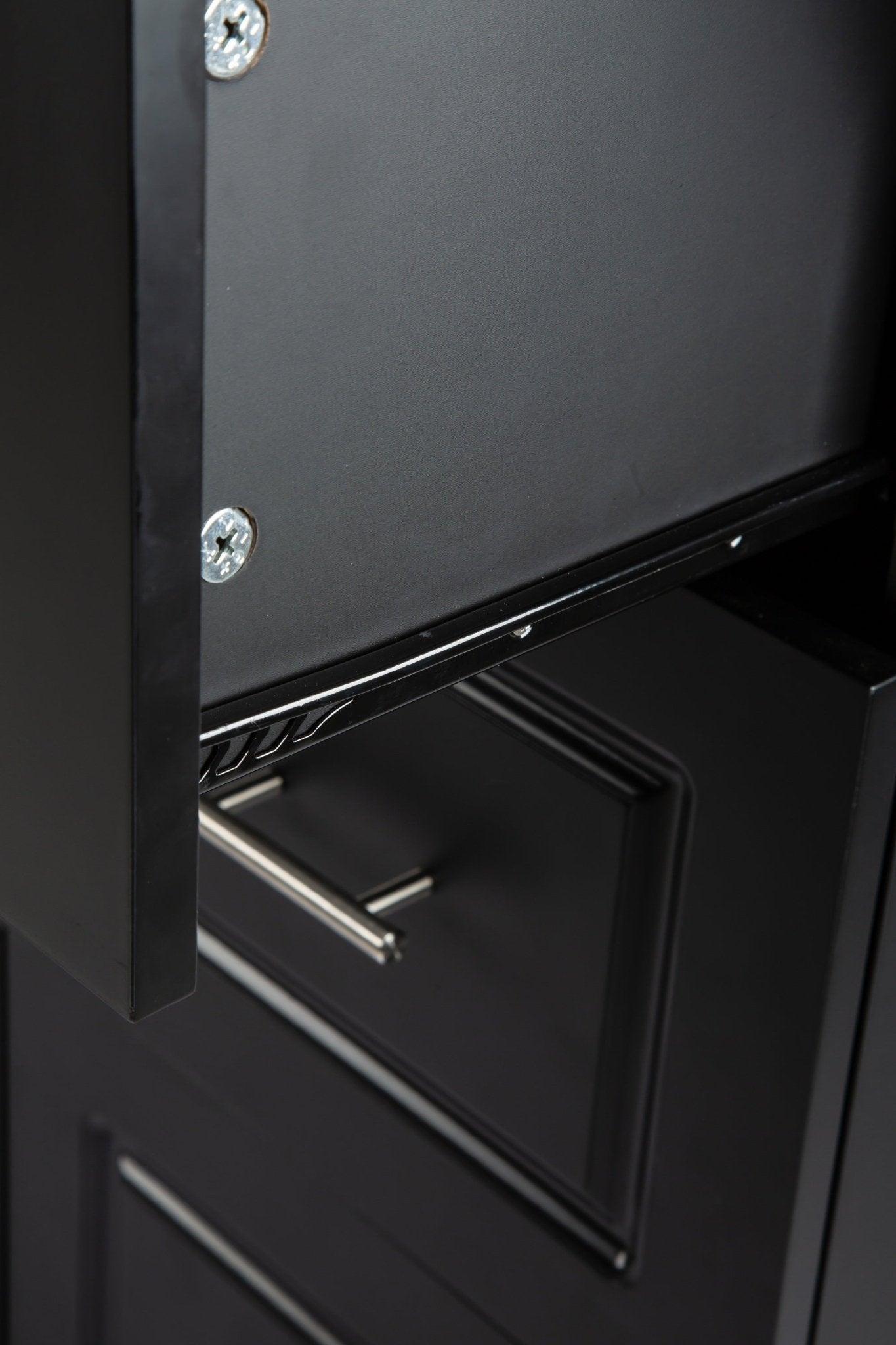 Kitchen Island & Kitchen Cart, Mobile Kitehcn Island with Extensible Rubber Wood Table Top,adjustable Shelf Inside Cabinet for Different Utensils, 3 Big Drawers, with Spice Rack, Towel Rack, Black - Bee - 1st Choice Furniture Direct