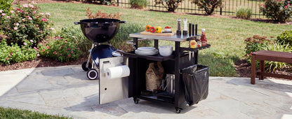 K&K 39.5' Outdoor Grill Cart with Storage Cabinet, Outdoor Bar Cart Pizza Oven Table with Wheels, Stainless Steel Top, Outdoor Kitchen Island with Spice & Paper Rack for BBQ, Waterproof Cover Included - 1st Choice Furniture Direct
