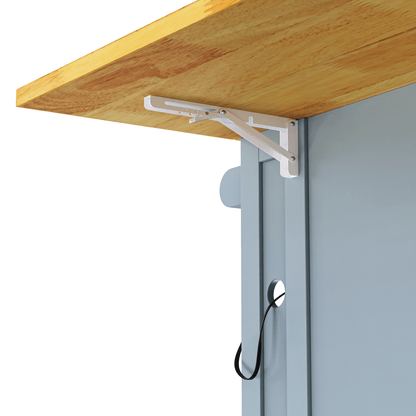K&K 53inch Large Kitchen Island with 2 Bar Stools,Power Outlet,Door Internal Storage Rack,Kitchen Storage Cart on 5 Wheels with Drop Leaf,5 Open Side Racks,3 Drawers,Grey Blue (Three Packages) - 1st Choice Furniture Direct
