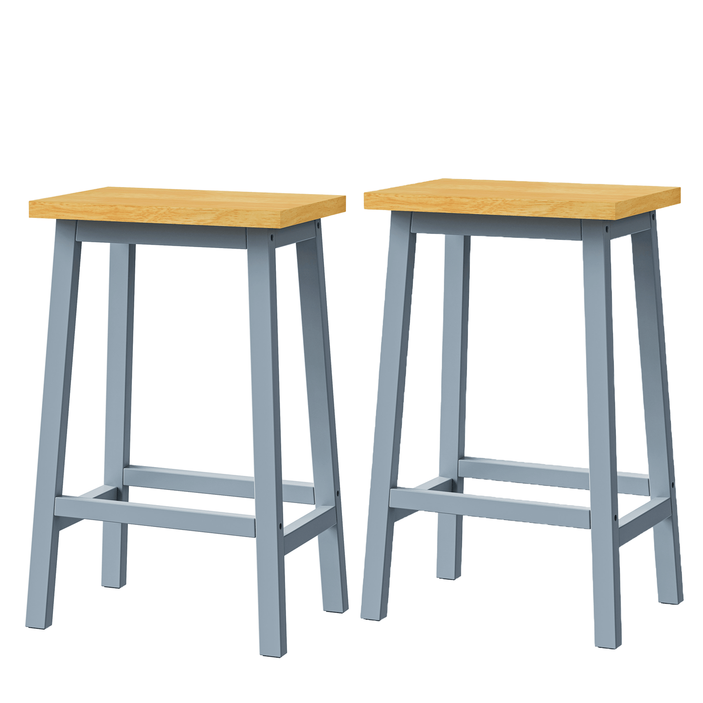 K&K 53inch Large Kitchen Island with 2 Bar Stools,Power Outlet,Door Internal Storage Rack,Kitchen Storage Cart on 5 Wheels with Drop Leaf,5 Open Side Racks,3 Drawers,Grey Blue (Three Packages) - 1st Choice Furniture Direct