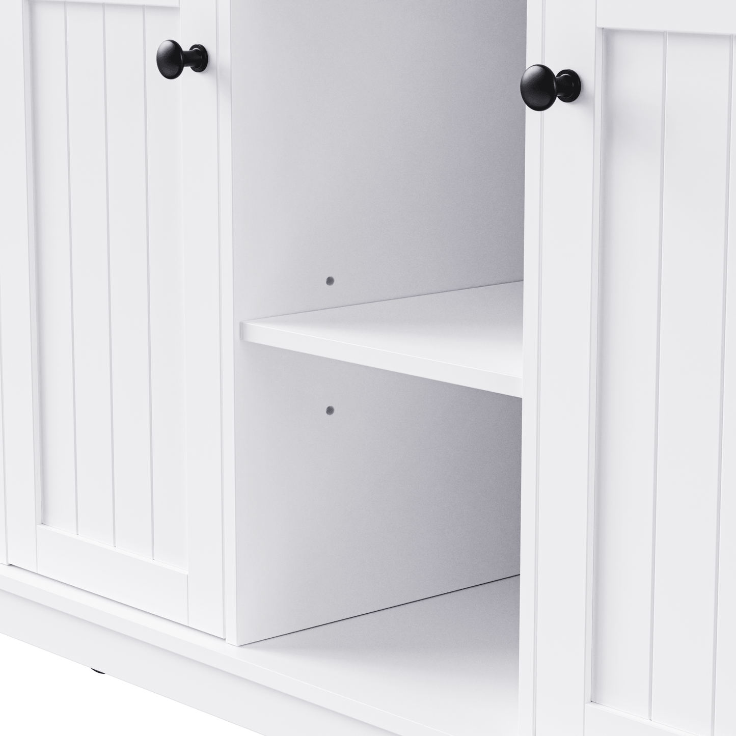 K&K 53inch Large Kitchen Island with Drop Leaf, Power Outlet, Door Internal Storage Rack, Rolling Kitchen Cart on 5 Wheels with 5 Open Side Racks for Kitchen, Dining Room,White(Not include bar stools) - 1st Choice Furniture Direct