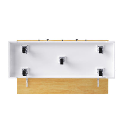 K&K 53inch Large Kitchen Island with Drop Leaf, Power Outlet, Door Internal Storage Rack, Rolling Kitchen Cart on 5 Wheels with 5 Open Side Racks for Kitchen, Dining Room,White(Not include bar stools) - 1st Choice Furniture Direct