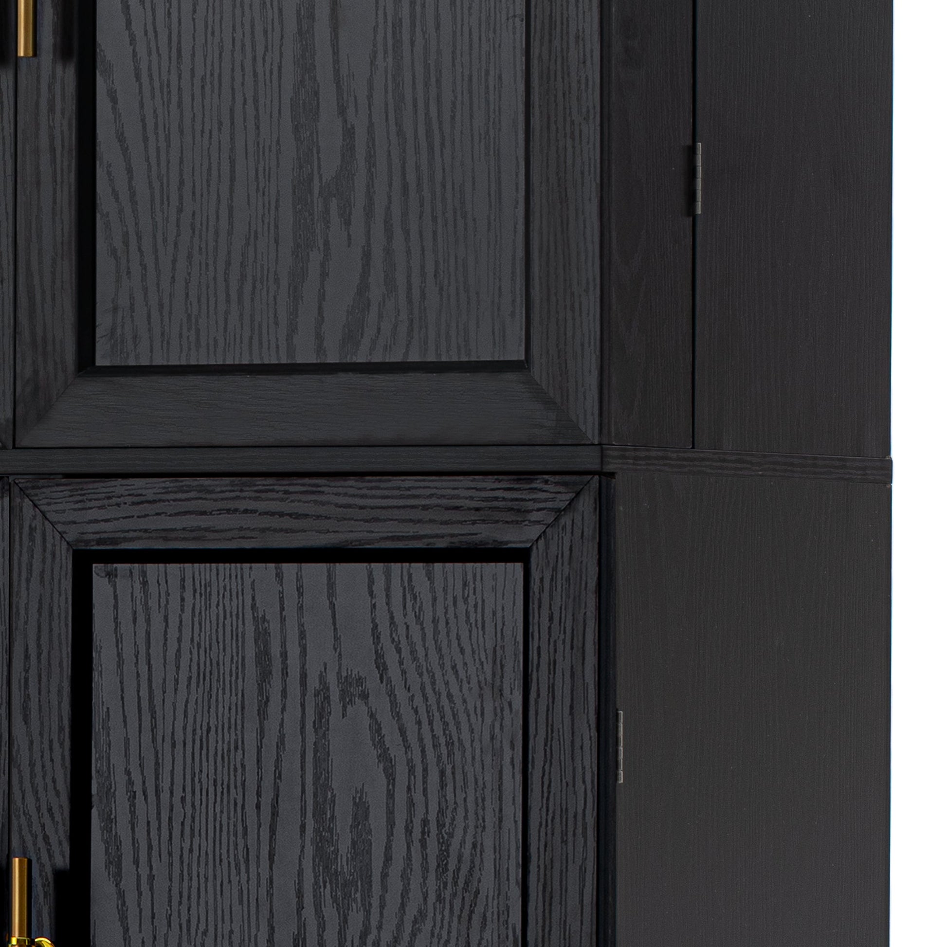 K&K 78.2' Tall Farmhouse Kitchen Pantry Cabinet with 8 Door Shelves, Storage Cabinet with 4 Adjustable Shelves, Hidden Drawer, Wine Rack, Versatile Cupboard for Kitchen, Dining & Bathroom, Ash Black - 1st Choice Furniture Direct
