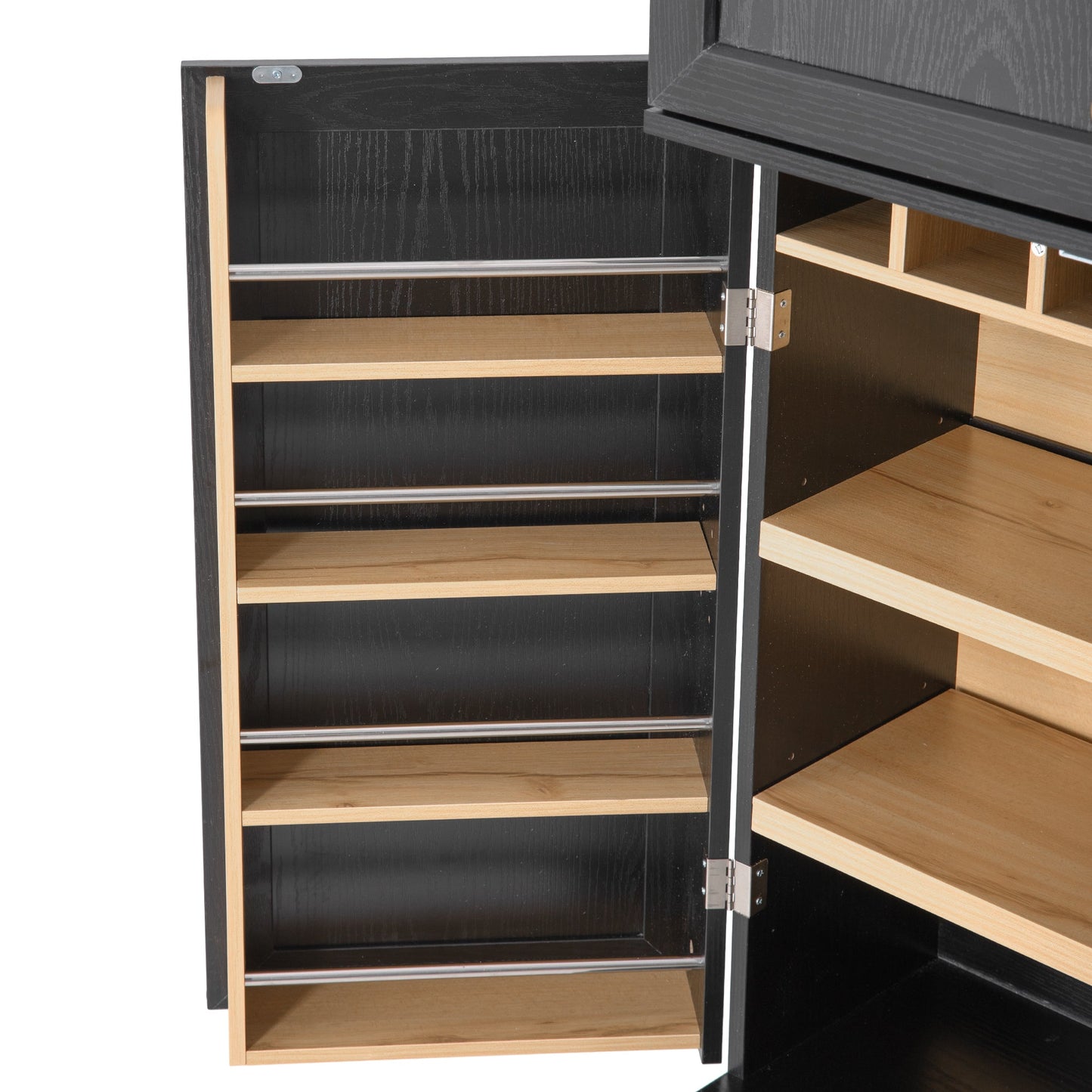 K&K 78.2' Tall Farmhouse Kitchen Pantry Cabinet with 8 Door Shelves, Storage Cabinet with 4 Adjustable Shelves, Hidden Drawer, Wine Rack, Versatile Cupboard for Kitchen, Dining & Bathroom, Ash Black - 1st Choice Furniture Direct