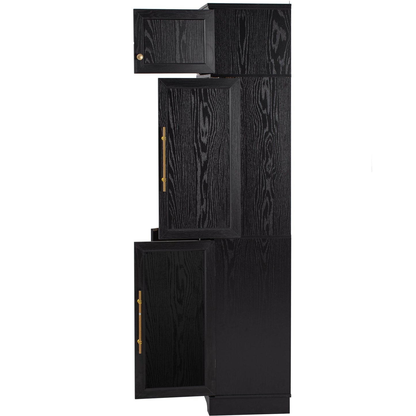 K&K 78.2' Tall Farmhouse Kitchen Pantry Cabinet with 8 Door Shelves, Storage Cabinet with 4 Adjustable Shelves, Hidden Drawer, Wine Rack, Versatile Cupboard for Kitchen, Dining & Bathroom, Ash Black - 1st Choice Furniture Direct