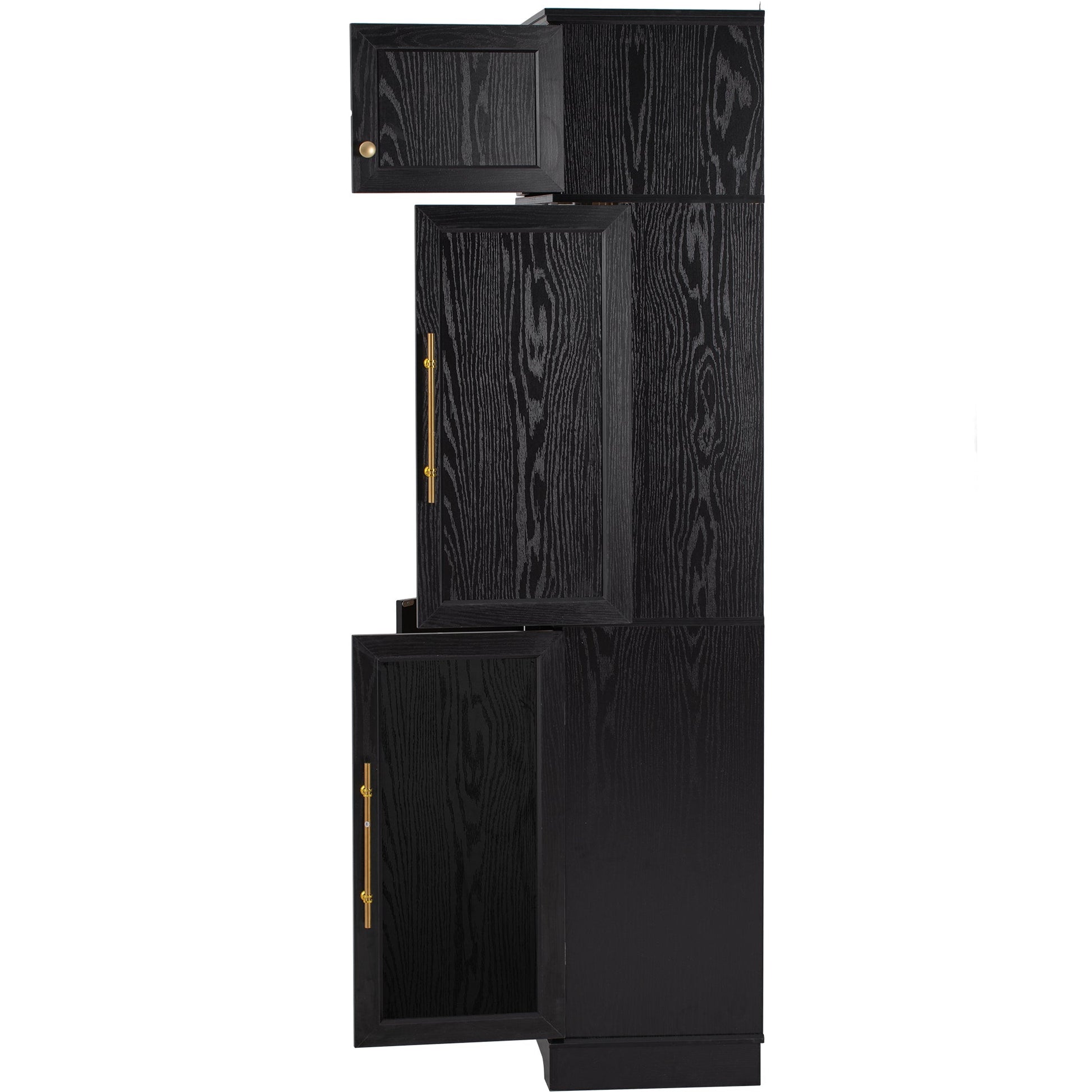 K&K 78.2' Tall Farmhouse Kitchen Pantry Cabinet with 8 Door Shelves, Storage Cabinet with 4 Adjustable Shelves, Hidden Drawer, Wine Rack, Versatile Cupboard for Kitchen, Dining & Bathroom, Ash Black - 1st Choice Furniture Direct
