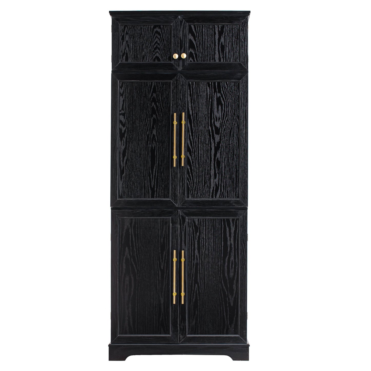 K&K 78.2' Tall Farmhouse Kitchen Pantry Cabinet with 8 Door Shelves, Storage Cabinet with 4 Adjustable Shelves, Hidden Drawer, Wine Rack, Versatile Cupboard for Kitchen, Dining & Bathroom, Ash Black - 1st Choice Furniture Direct