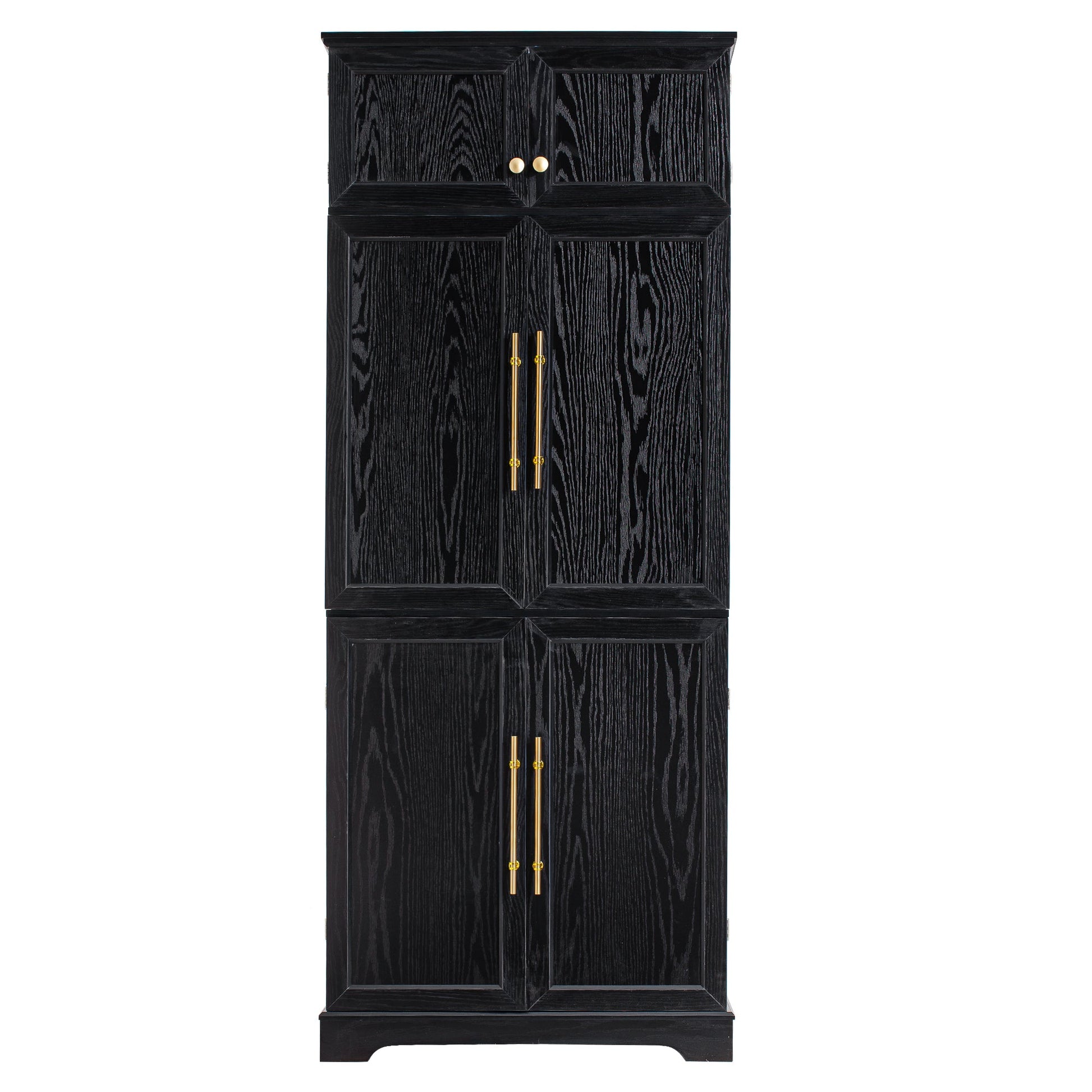 K&K 78.2' Tall Farmhouse Kitchen Pantry Cabinet with 8 Door Shelves, Storage Cabinet with 4 Adjustable Shelves, Hidden Drawer, Wine Rack, Versatile Cupboard for Kitchen, Dining & Bathroom, Ash Black - 1st Choice Furniture Direct