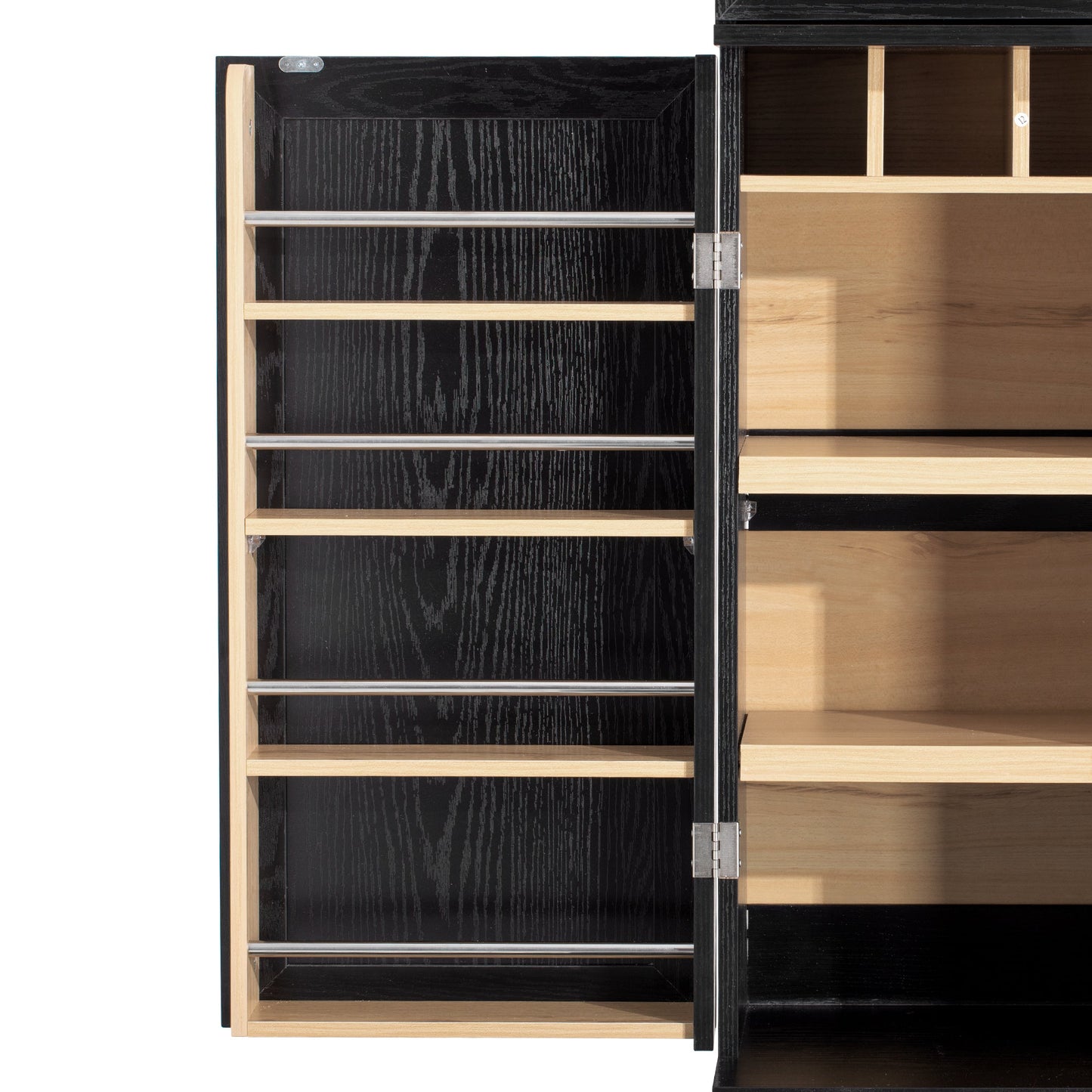 K&K 78.2' Tall Farmhouse Kitchen Pantry Cabinet with 8 Door Shelves, Storage Cabinet with 4 Adjustable Shelves, Hidden Drawer, Wine Rack, Versatile Cupboard for Kitchen, Dining & Bathroom, Ash Black - 1st Choice Furniture Direct