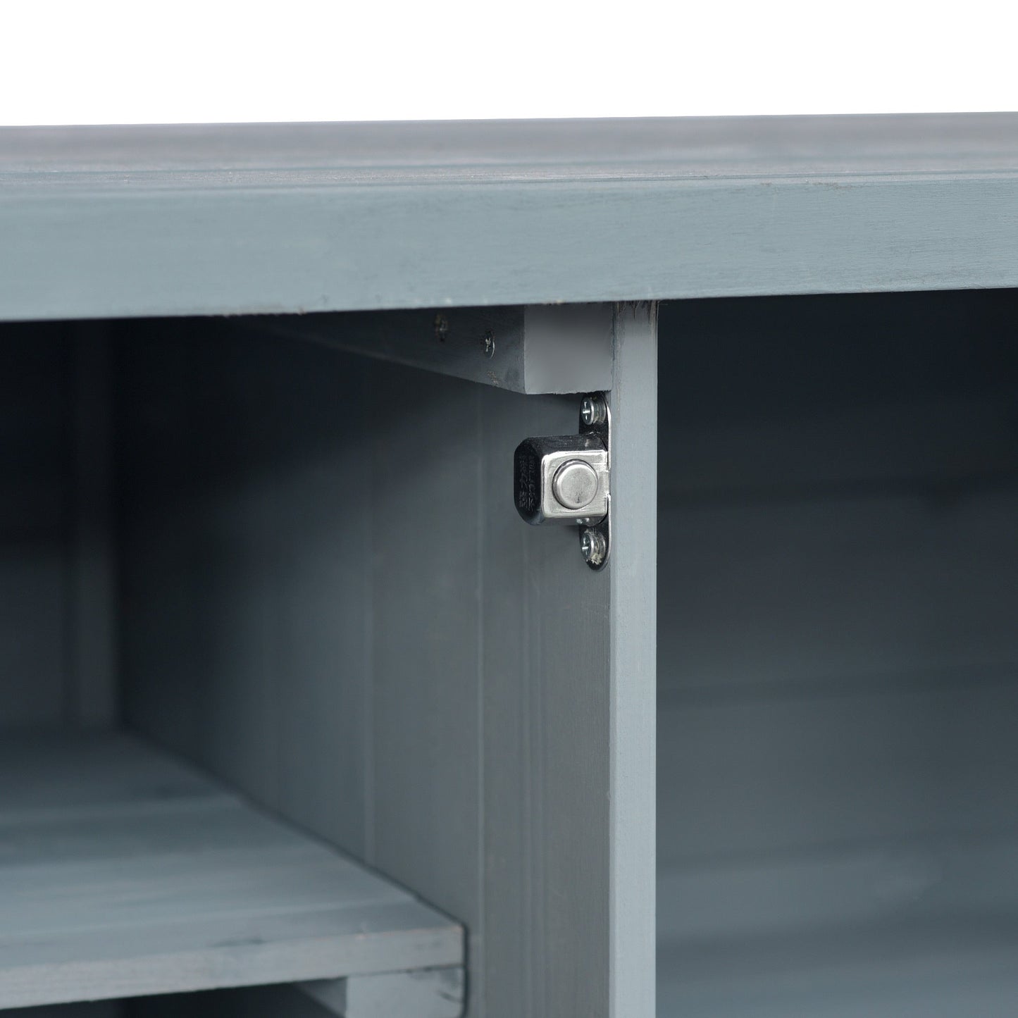 K&K Outdoor Kitchen Island, Rolling Bar Cart & Storage Cabinet, Farmhouse Solid Wood Outdoor Grill Table with Stainless Steel Top, Spice Rack , Towel Rack for Kitchen & BBQ , Grey Blue - 1st Choice Furniture Direct