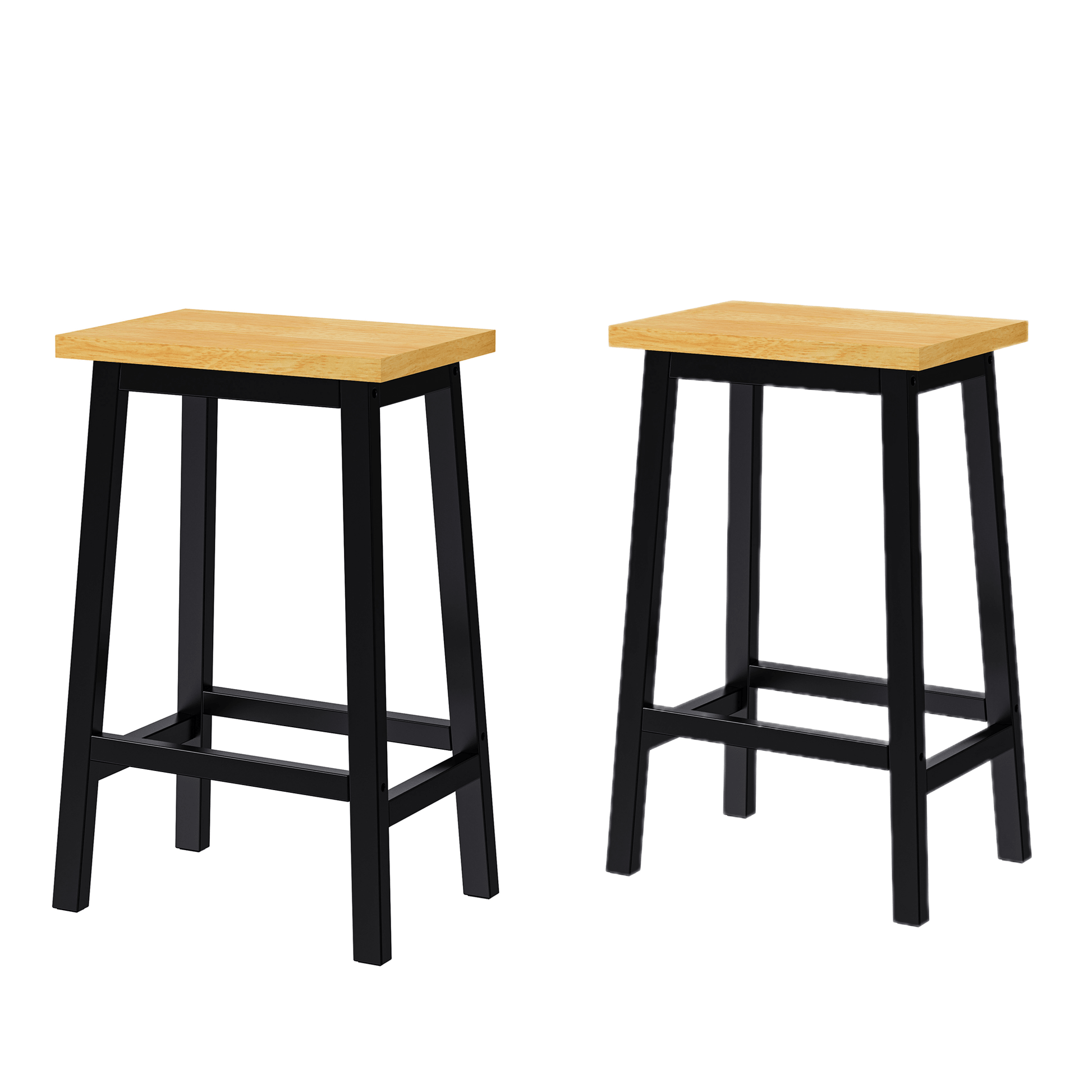 K&K Solid Wood Bar Stools (Not Cheap Iron), 25.6' Tall Set of 2 Bar Chairs, Kitchen Counter Stools with Footrests, Farmhouse Stools for Dining Room, Kitchen, Counter, Black - 1st Choice Furniture Direct