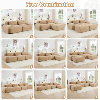 L - Shaped Modular Corduroy Sofa | No Assembly Modern Sectional Couch with Ergonomic Design (Camel) - 1st Choice Furniture Direct