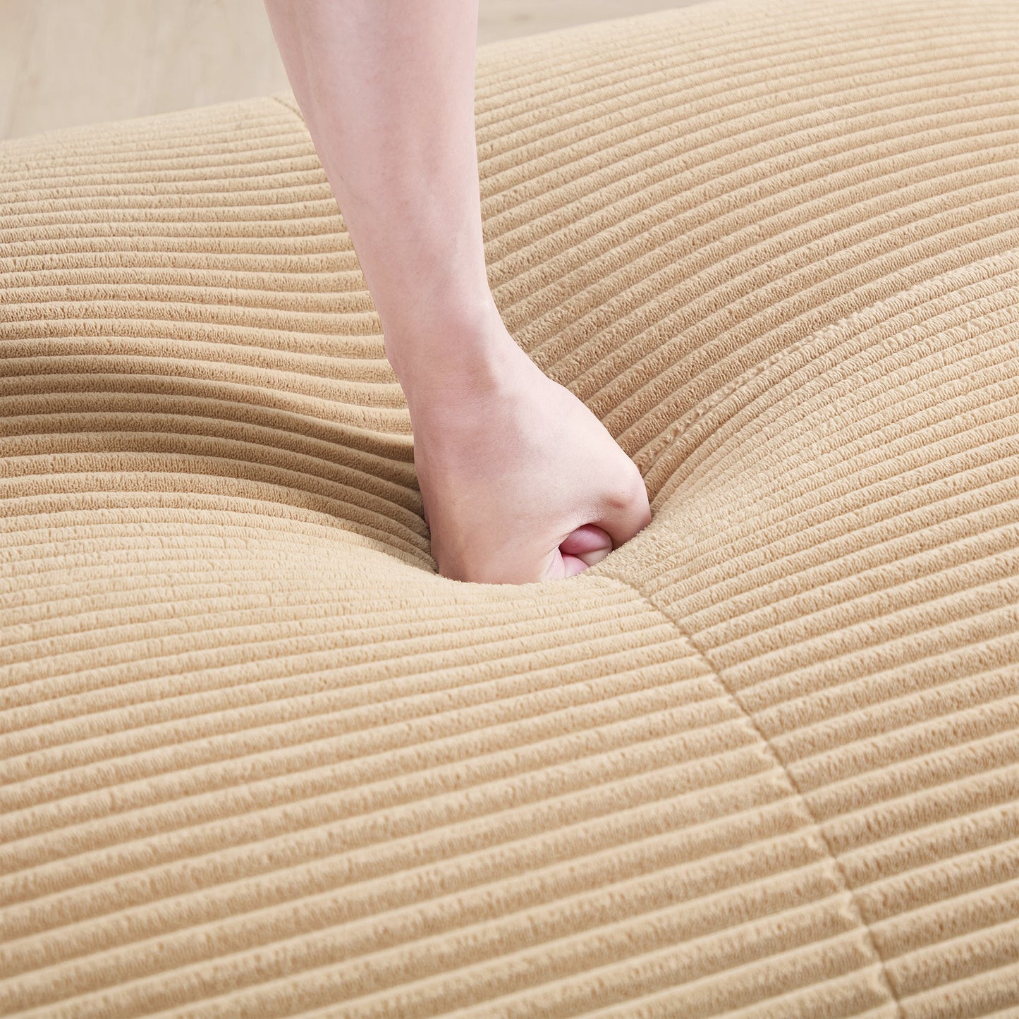 L - Shaped Modular Corduroy Sofa | No Assembly Modern Sectional Couch with Ergonomic Design (Camel) - 1st Choice Furniture Direct