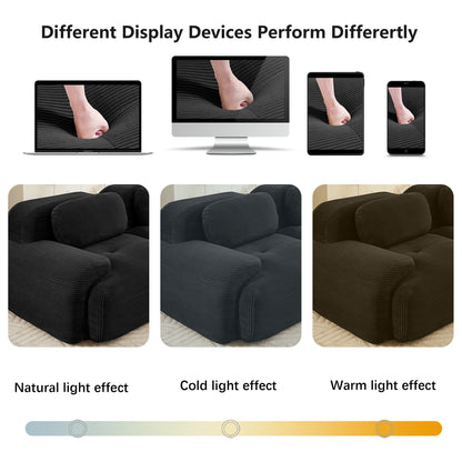 L - shaped modular sofa no assembly ergonomic design pet - friendly luxuryCorduroy Fabric fabric extra - wide curved armrests 32D high - resilience sponge for living rooms bedroom ,Black - 1st Choice Furniture Direct