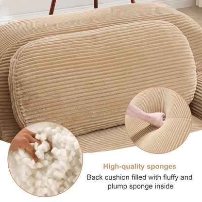 L - shaped modular sofa no assembly ergonomic design pet - friendly luxuryCorduroy Fabric fabric extra - wide curved armrests 32D high - resilience sponge for living rooms bedroom ,Camel - 1st Choice Furniture Direct