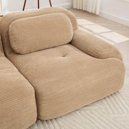 L - shaped modular sofa no assembly ergonomic design pet - friendly luxuryCorduroy Fabric fabric extra - wide curved armrests 32D high - resilience sponge for living rooms bedroom ,Camel - 1st Choice Furniture Direct