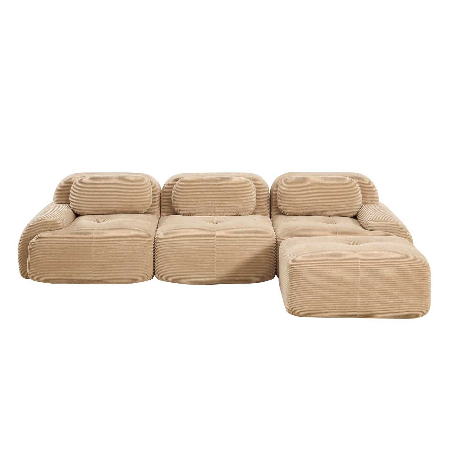 L - shaped modular sofa no assembly ergonomic design pet - friendly luxuryCorduroy Fabric fabric extra - wide curved armrests 32D high - resilience sponge for living rooms bedroom ,Camel - 1st Choice Furniture Direct