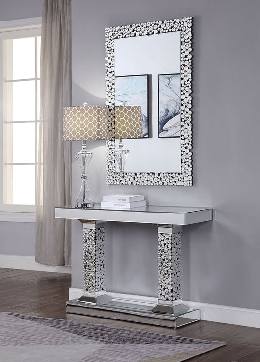 Lachina Glam Mirrored & Faux Gems Console Table - 1st Choice Furniture Direct