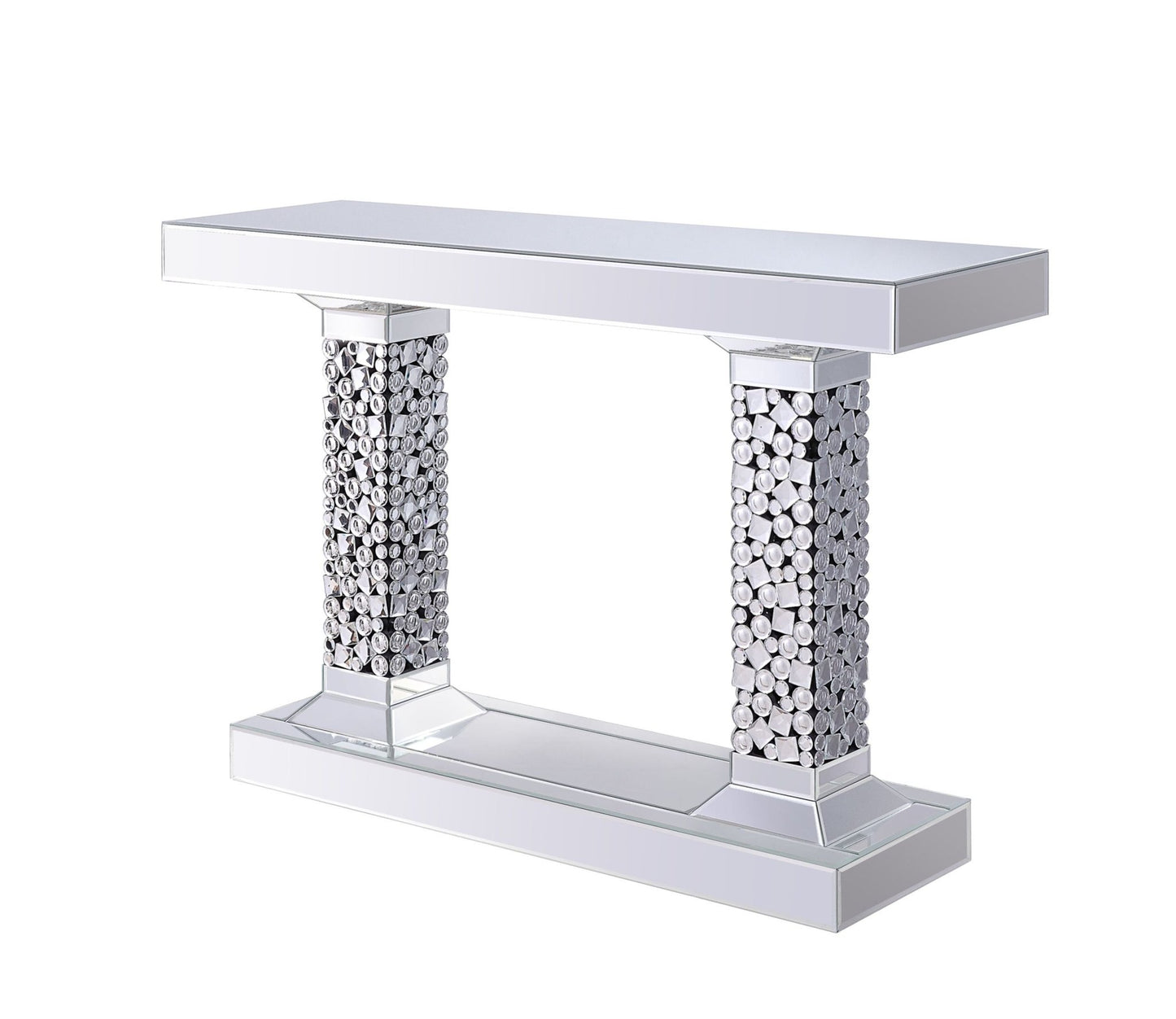 Lachina Glam Mirrored & Faux Gems Console Table - 1st Choice Furniture Direct