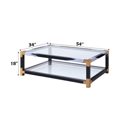 Lafty Clear Glass & White Brushed Finish Coffee Table - 1st Choice Furniture Direct