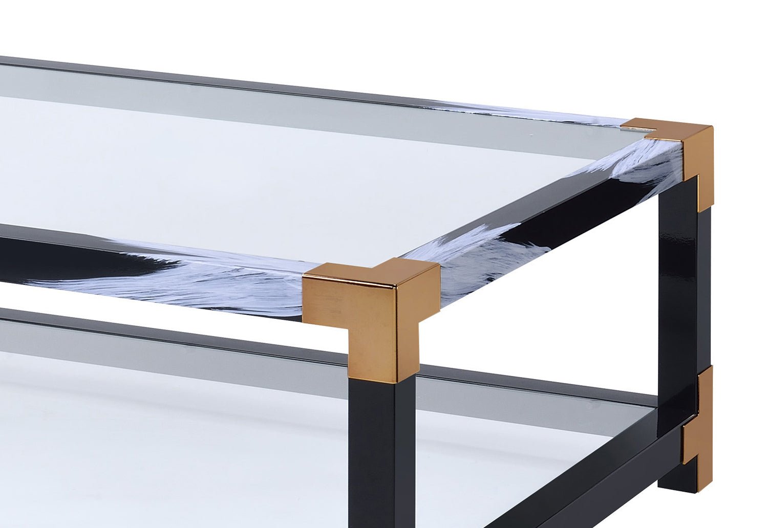 Lafty Clear Glass & White Brushed Finish Coffee Table - 1st Choice Furniture Direct